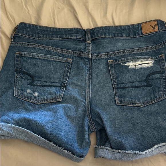American Eagle Outfitters Distressed Dark Blue Jean Shorts - Picture 4 of 8